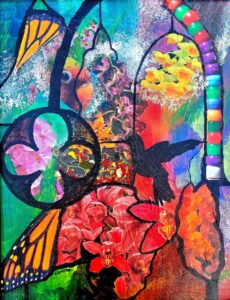 Cathy Sparks - Printemps gothique - 15 x 12 x 1.5 - $250