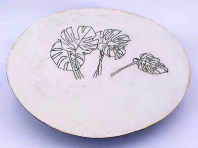 Megan White - Monstera Leaf Inlay bowl - 4 x 14 x 14 - $500