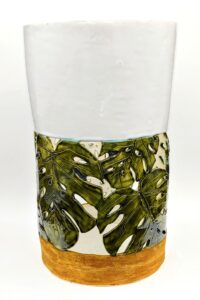 Megan White - Monstera Leaf Tropical Vase - 13 x 7.5 x 7.5 - $1000
