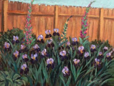 Patricia Young - Iris Bed with Foxgloves - 12 x 16 x 1 - $195