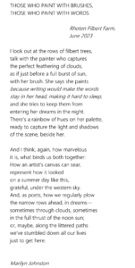 Marilyn Johnston - THOSE WHO PAINT WITH BRUSHES, THOSE WHO PAINT WITH WORDS