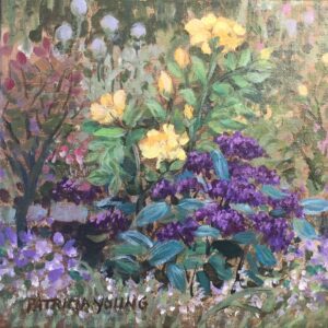 Patricia Young - Yellow Roses & Heliotrope