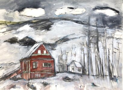 Winter Arrives at the Red House - Susan Appleby - Salem, Oregon
