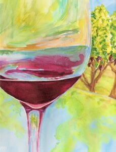 Jean Lea - Vineyard Through a Glass of Pinot