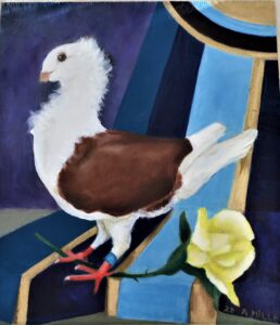 Allyson Flagg-Miller - Old Dutch Turbit Champian Pigeon - 9x9 - $250