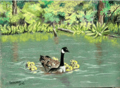 Lorraine Dye - Mother Goose & Family - 14.5x17.5 - $185