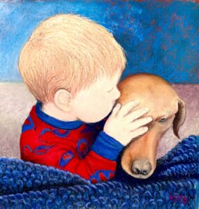 Lorraine Dye - Puppy Love - 14.5x14.5 - $0