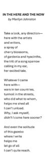 Marilyn Johnston - IN THE HERE AND THE NOW