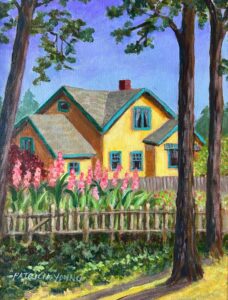 "Englewood Bungalow - with Canna Lilies" by Patricia Young