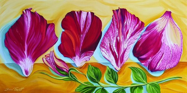 "Four Variegated Rose Petals wtih Bud" by Diane Trevett