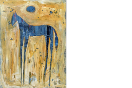 Blue Horse in Yellow Field