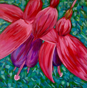 Cathie Johnson, 'Fuchsias ', Acrylic on cradled wood