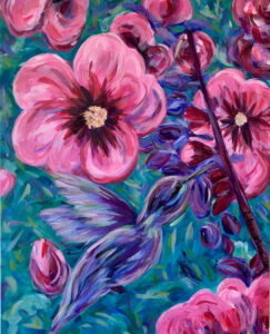 Cathie Johnson, 'Sebright Gardens Hummingbird', Acrylic on canvas