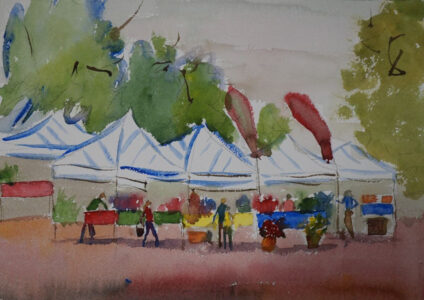 John Mohney, 'Salem Farmers Market', Watercolor