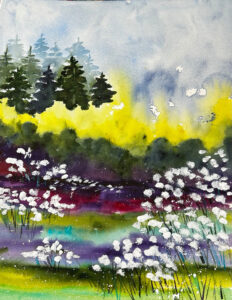 Karen Stangeby, 'Field of Queen Ann's Lace at Minto Brown Island Park', Watercolor