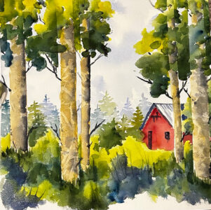 Karen Stangeby, 'Red Barn Across the Road from Misner Century Farm', Watercolor