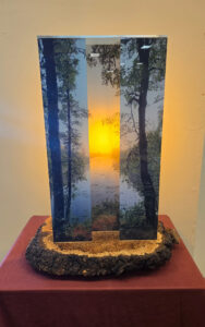 Kelly Thomas, 'Portal Into Oxbow Slough', 1st Place, Backlit acrylic on burl wood