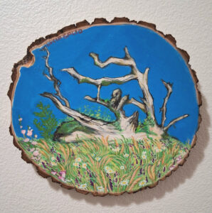 Lucia Bacio, 'Ankeny Hill', Acrylic on Wood Slice